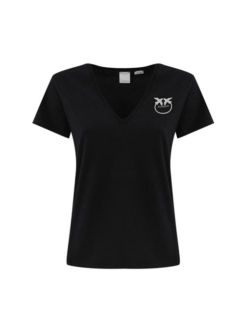 T-shirt Turbato con logo in cotone nero PINKO | 102950 A228Z99